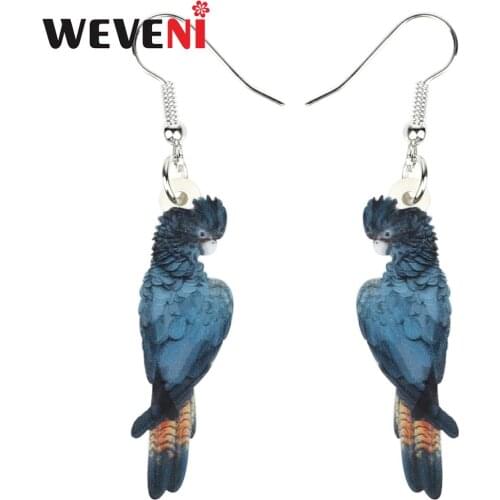 WEVENI Acrylic Unique Australian Red-tailed Black Cockatoo Bird Earrings Dangle Drop Fashion Jewelry For Women Girls Charm Gift