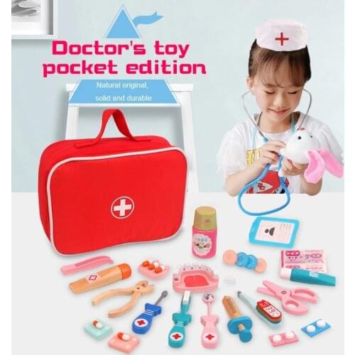 Doctor Set for Kids Wooden Pretend Play Educational Toys for Children Medical Simulation Medicine Chest Interest Development
