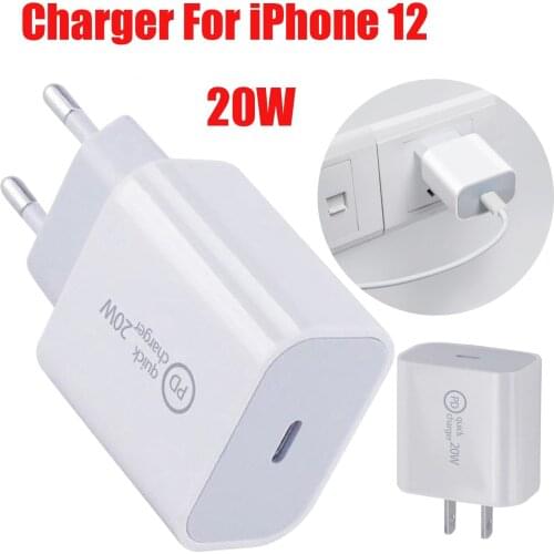 20w Charger USB-C Power Adapter Fast Charger For iPhone 12 Adapter Fast Charging Charger Fast Usb Chargers EU US UK Plug White
