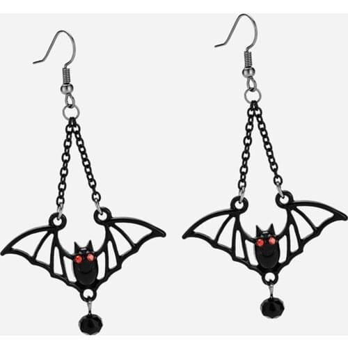 Europe and America Women Creative Bat Shape Eardrop Hook Earrings Fashion Jewelry Gift Christmas Halloween Decor Accessories