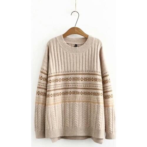 Plus size O neck loose pullovers women sweaters 2021 new winter casual ladies khaki black knitted sweater female tops