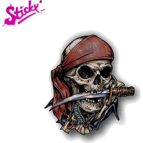 1pcs Creative Pirate Skull Car Sticker Reflective Anime Car Sticker Decal Motorcycle Off-road Laptop Trunk Guitar Vinyl Sticker