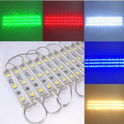 100pcs/Lot DC12V SMD 5050 3 LED Modules Green/Red/Blue/RGB/White/Warm White IP65 Waterproof