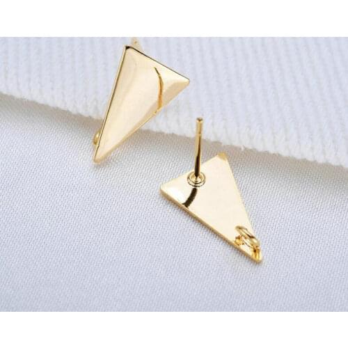 11.5*8 MM 14K Gold Plated Brass Triangle Stud Earrings High Quality DIY For Jewelry Making Finding Earrings Accessories