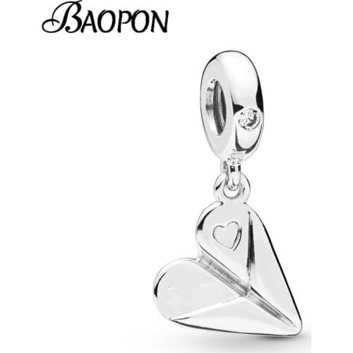 2Pcs/Lot Love Paper Plane Charms Beads Pendant fit Brand Bracelets Necklace for Women Couple Wedding Jewelry Making