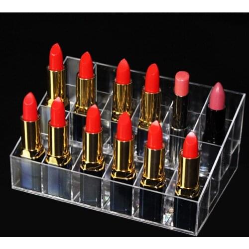 24 Lipstick Holder Display Stand Clear Acrylic Cosmetic Organizer Makeup Case Sundry Storage makeup organizer organizador