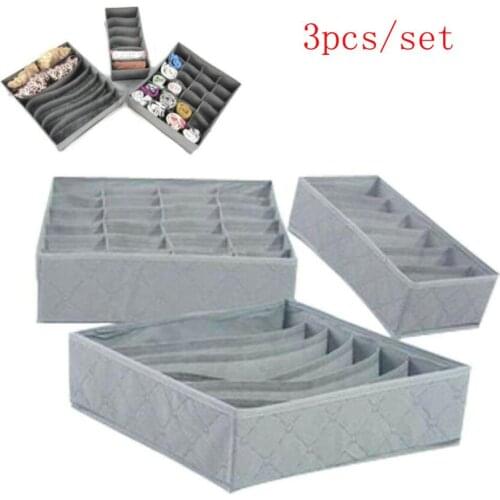 3Pcs/Set Multi Size Underwear Bra Storage Box Bags Organizer Drawer Closet Organizers Boxes for Underwear, Scarfs, Socks, Bra