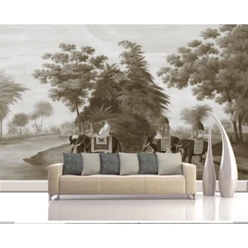 3D Vintage Hand Painting Forest Elephant View Wallpaper Murals Art Wall Decal HD Photo Wall Papers Roll Wallpapers Contact Paper