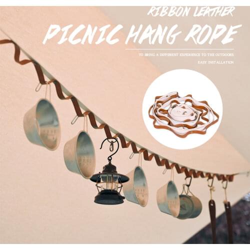 Camping Hanging rope Laundry Line Multifunctional Webbing Ribbon Leather Picnic Hanging Rope for Outdoors Tent Accessories