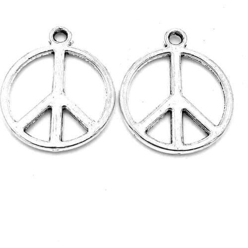 50pcs Peace symbol charms pendant 21x17mm antique silver ornament accessories jewelry making DIY base material