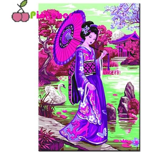 5d diy diamond mosaic Japanese Geisha Woman diamond painting cross stitch kits 3d embroidery full rhinestone Creative Gift k741