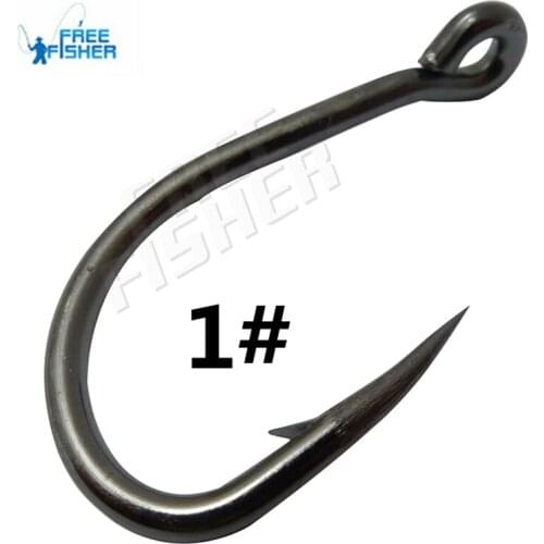 FreeFisher 100pcs Sea Fishing Hooks Kit Faultless Oshaughnessy Black High Carbon Steel Sharp Hooks with Eye 9260 1