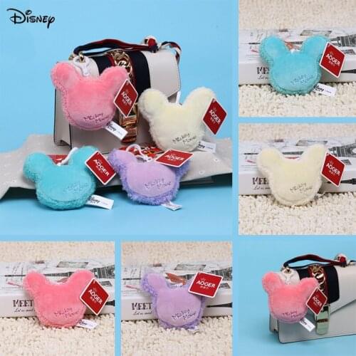Disney Mickey Keychain Anime Cute Cartoon Plush Dolls Toys Keychains For Women Bag car keys Fashion Pendant Kids Birthday Gift