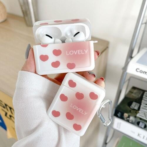 Love Heart Print Case For Apple Airpods 2 Pro Case Cute Soft Silicone Cover For Airpod 1 Bluetooth Earphone Protective with Hook