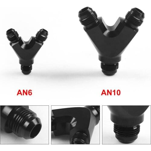 Black 3-Way Y-Block Fitting Adapter AN6/AN10 Male to 2X AN6/AN10 Male TT101895