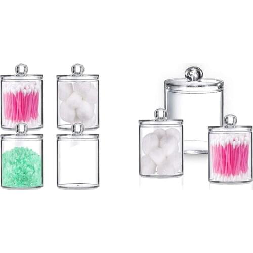 Holder Cotton Ball Holder,Clear Makeup Organizer Apothecary Jars With Lids,For Bathroom Organizers And Storage