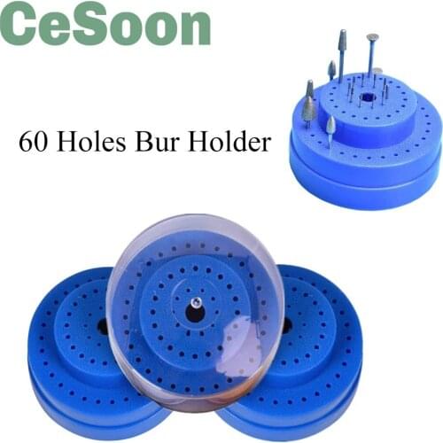 60 Holes Round Shape Plastic Dental Bur Holder Case Box For Diamond Bur Holder for Dental Lab Dental Tool Accessories