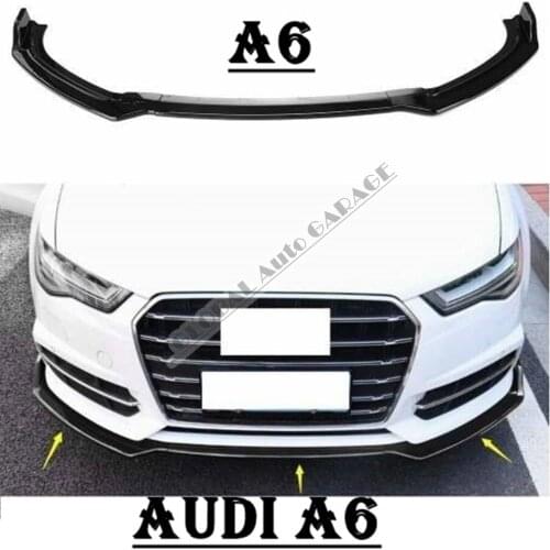 For Audi A6 Front Bumper Attachment Lip 2010-2020 Piano Glossy Black Splitter Diffuser Universal Spoiler Bumper