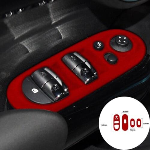 For BMW MINI F55 2015-2020 Alcantara Suede Car Window Lifter Control Frame Switch Armrest Panel Strip Cover Car Trim Stickers