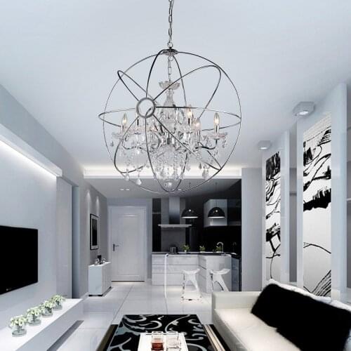 French country wrought iron ball crystal European personality creative lighting export villa living room bedroom chandelier