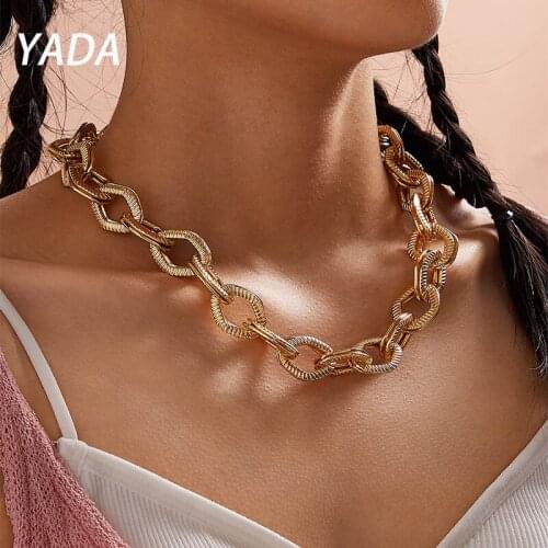 YADA Hip Hop Thick Short Choker Presents&Necklace For Women Elegant Necklaces Statement Splicing Chunky Link Necklace SE210030