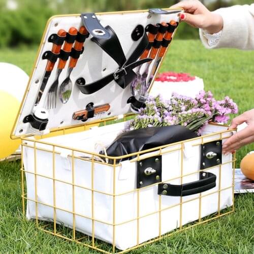 Outdoor Picnic Basket Tieyiins Basket With Cover Thermal Insulation Waterproof Fruit Snack Receiving Basket Large Hand Basket