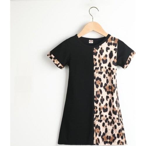 Summer Baby Girls Leopard Printing Short Sleeve Dress