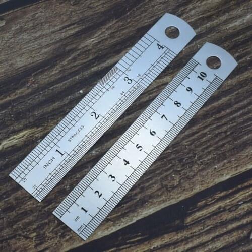 Straight Ruler Mini Small 10cm/4Inch Double Sided Stainless Steel Metal Scale Precision Hand Measuring Tool Drafting Accessory