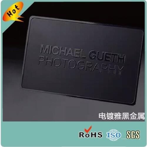 Matte plated black metal business card with own logo