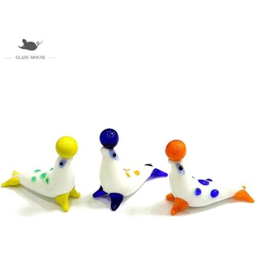 Miniature Glass Sea Dog Figurines Aquarium Home Decoration Accessories Cute Funny Marine Animals Craft Ornaments Gifts For Kids