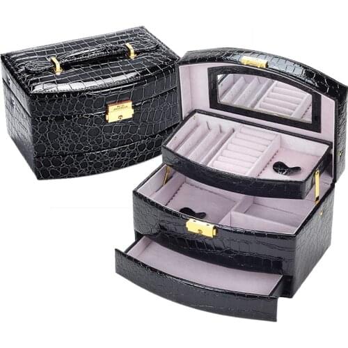 B Fashion Style Leather Jewelry Box Sweet Gift Accessories Display Organizer Carrying Case Casket Boxes Gifts for Women