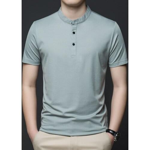 Regular Fit Short Sleeve Henley Jersey T Shirt Men Solid Color Cotton Tshirt Lightweight Casual Summer Top Brand High Quality
