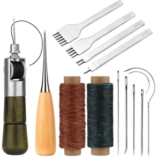 MIUSIE Speedy Stitcher Leather Sewing Kit With Punch Tool And Leather Wax Thread For Leather Sewing Stitching Canvas Repair Tool