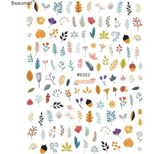 Autumn Leafs Nails Art Manicure Back Glue Decal Decorations Design Nail Sticker For Nails Tips Beauty