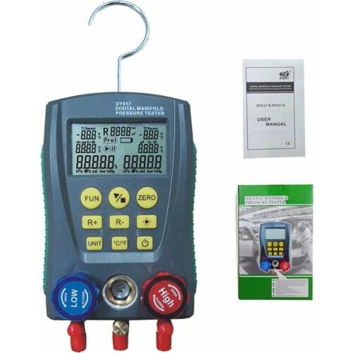 New DY517 Digital Manifold Gauge Refrigeration Pressure Tester HVAC 2-way Valve