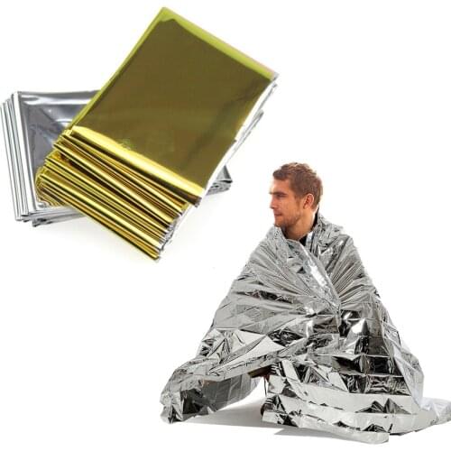 Hypothermia Rescue First Aid Blanket Camp Keep Foil Mylar Lifesave Warm Heat Outdoor Thermal Dry Emergent Blanket Survive Tool