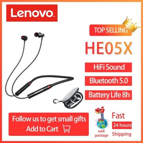 Original Lenovo HE05X Wireless Neckband Headphone Bluetooth Earphones In-ear Ergonomic Magnetic Headset IPX5 Waterproof with Mic
