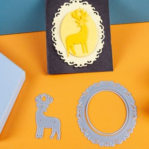 Oval Etched Die 3D Vignette Deer Metal Cutting Dies Craft Embossing Stencil for Handmade Paper Card Making Scrapbooking 2020 New