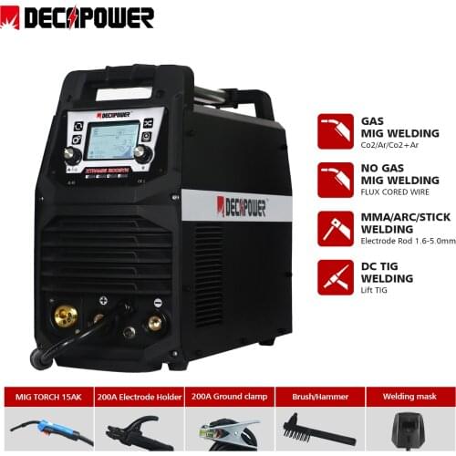 Decapower Semi-automatic 4 IN 1 MMA TIG MAG MIG Welder For Gas and Gasless Welding