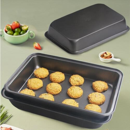 Rectangular Cake Loaf Bakeware Black Carbon Steel Non-Stick Tray Cookie Baking Pan Barbecue Roast Chicken Dish Kitchen Utensils