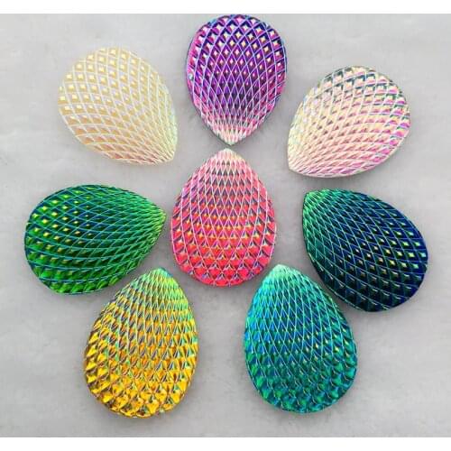 30*40mm Phoenix-tail shape AB Color Stick On rhinestone buttons Shiny Drop Resin rhinestone Crystals Stones Strass DIY 6pcs/lot