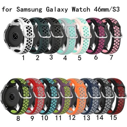 22mm Two-color breathable Silicone Wrist Band Strap for Samsung Galaxy Watch 46mm Replaceable for Samsung gear S3 Smart watch