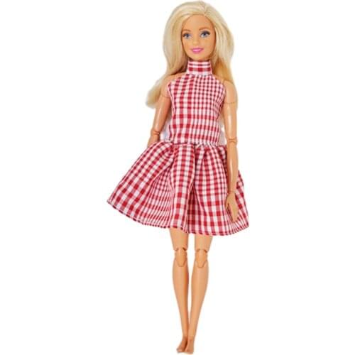 Retro Long Lattice Dress Clothes for 30cm Barbie SD FR Blyth Doll Accessories Girl Toys