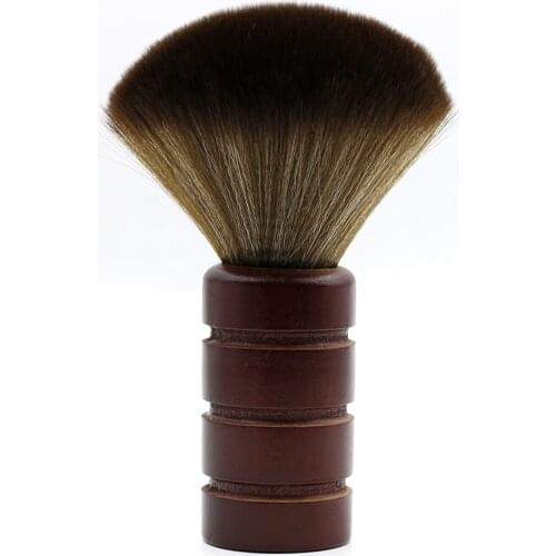 High Quality Soft Wool bristle Neck Dust Brush For Hairdressing Wooden Barber Hair Weeping Brush Comb For Salon