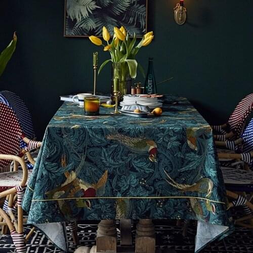 Retro Tablecloth American Nightingale Series Exquisite Tablecloth Decor Desk Waterproof Rectangular Dining Coffee Table Cover