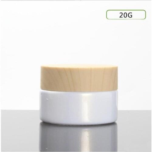 20G glass jar wooden shape lid for essence/eye cream/day cream/moisturizer/gel skin care cosmetic packing glass bottle