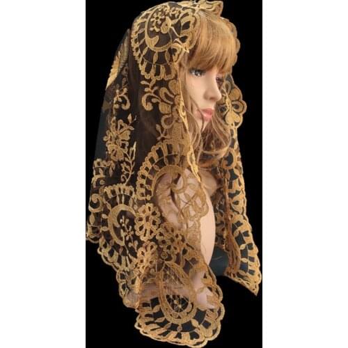 Triangular Lace Mantilla Embroidery Head Covering Mass Catholic Church Veil