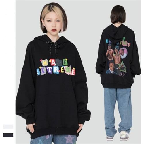 2021 Autumn and Winter Street Retro Couple Hoodies Fashion Letters Print Loose Sweatshirt Men and Women Long Sleeved Cotton Tops