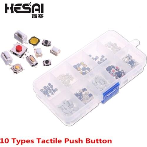 High Quality 250Pcs 10 Types Tactile Push Button Touch Switch Remote Keys Button Microswitch