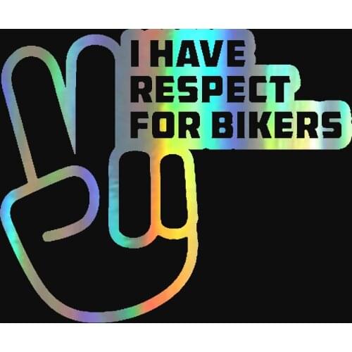 WaveHands Car Styling 15cm I have respect for bikers car sticker funny Creative On Car Stickers Decals Rear Window 3D Stickers